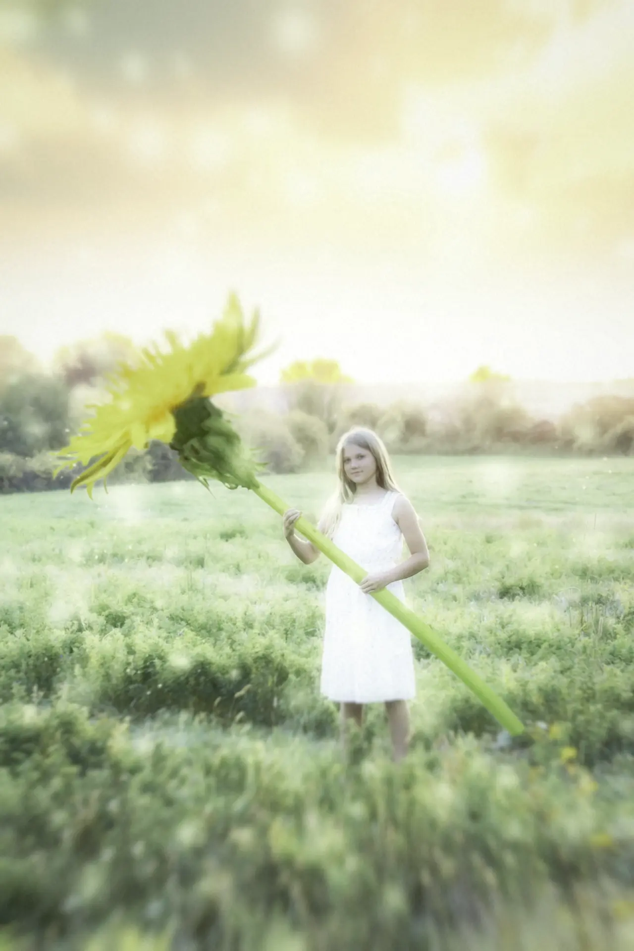 Final artistic edit with dandelion seeds and dreamy light